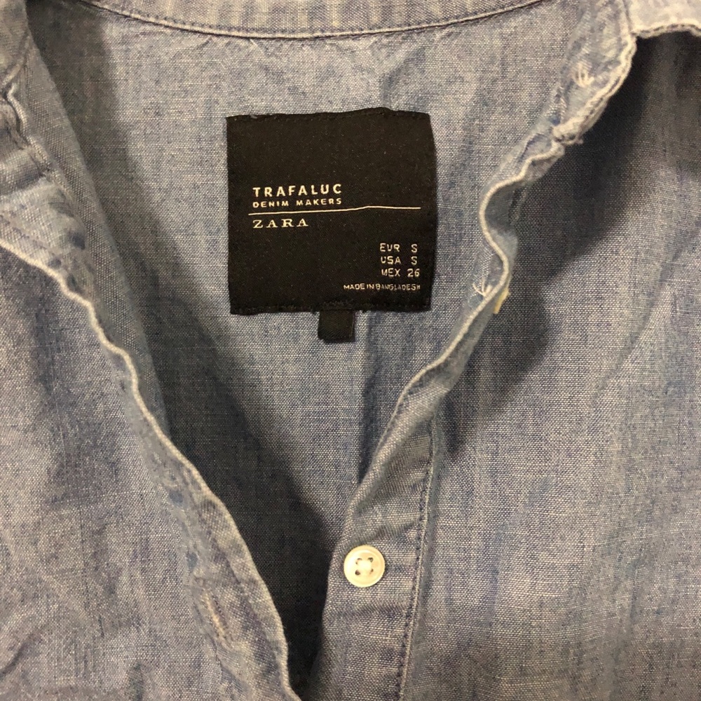 Zara Cropped Chambray Button Down - image 2